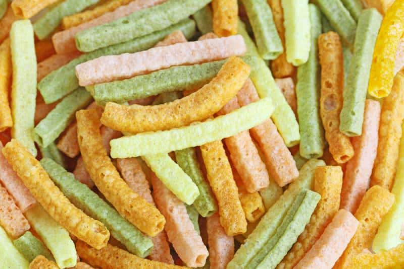 close up of veggie straws