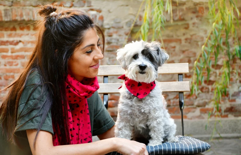 woman with havanese dog